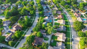 Aerial view of neighborhood.