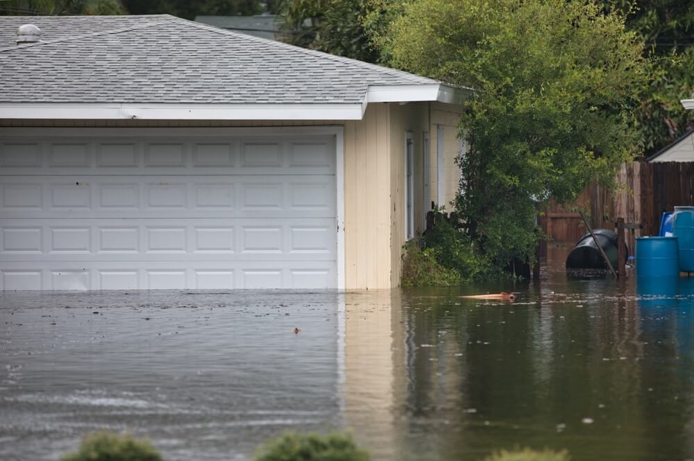 House outside flooded.