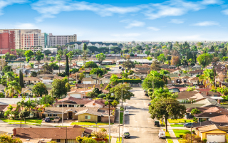 Panoramic view of a neighborhood in Anaheim, Orange County – Anaheim, cheap car insurance in California