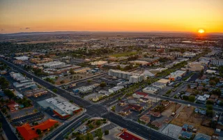 Aerial view of Lancaster, California, at sunrise – Lancaster, cheap car insurance in California