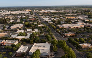 Aerial photo of downtown Yuba City, California, USA, taken in the afternoon – Yuba City, cheap car insurance in California