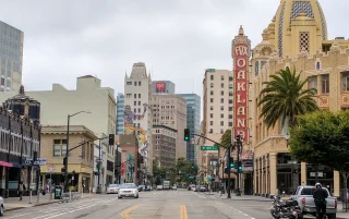 Hollywood Boulevard with the Walk of Fame at sunset in Oakland, California – Oakland, cheap car insurance in California